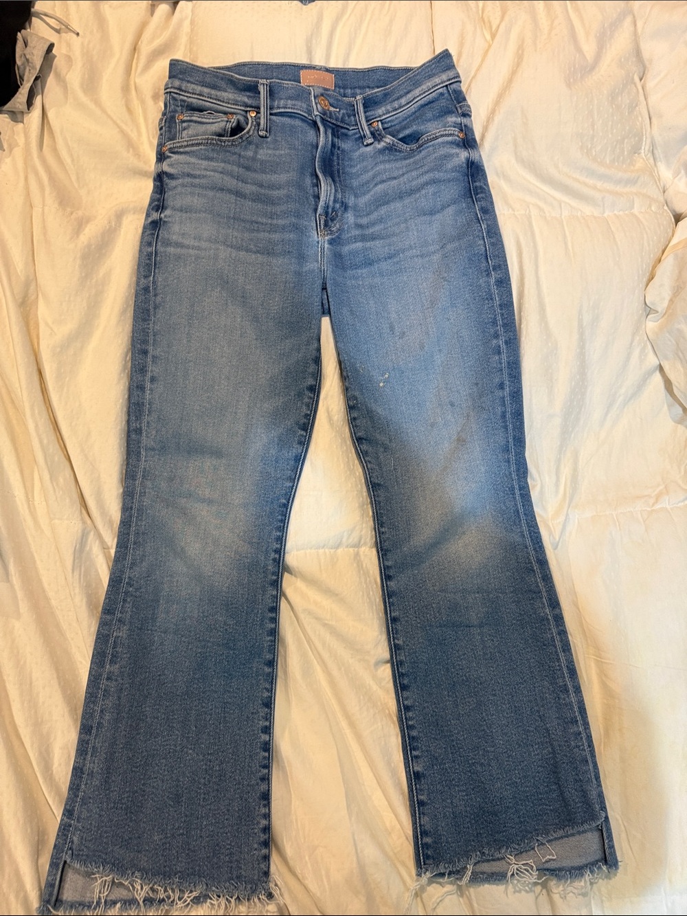 Women's Blue Denim Crop Skinny Flare Jeans